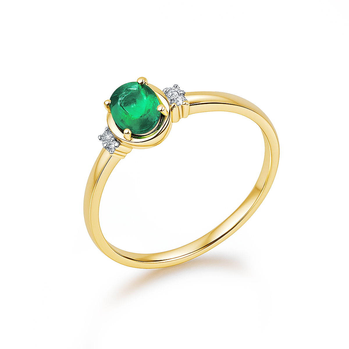 Inele - Inel Maria Granacci cu smarald si diamant, din aur galben de 14K, cellini.ro