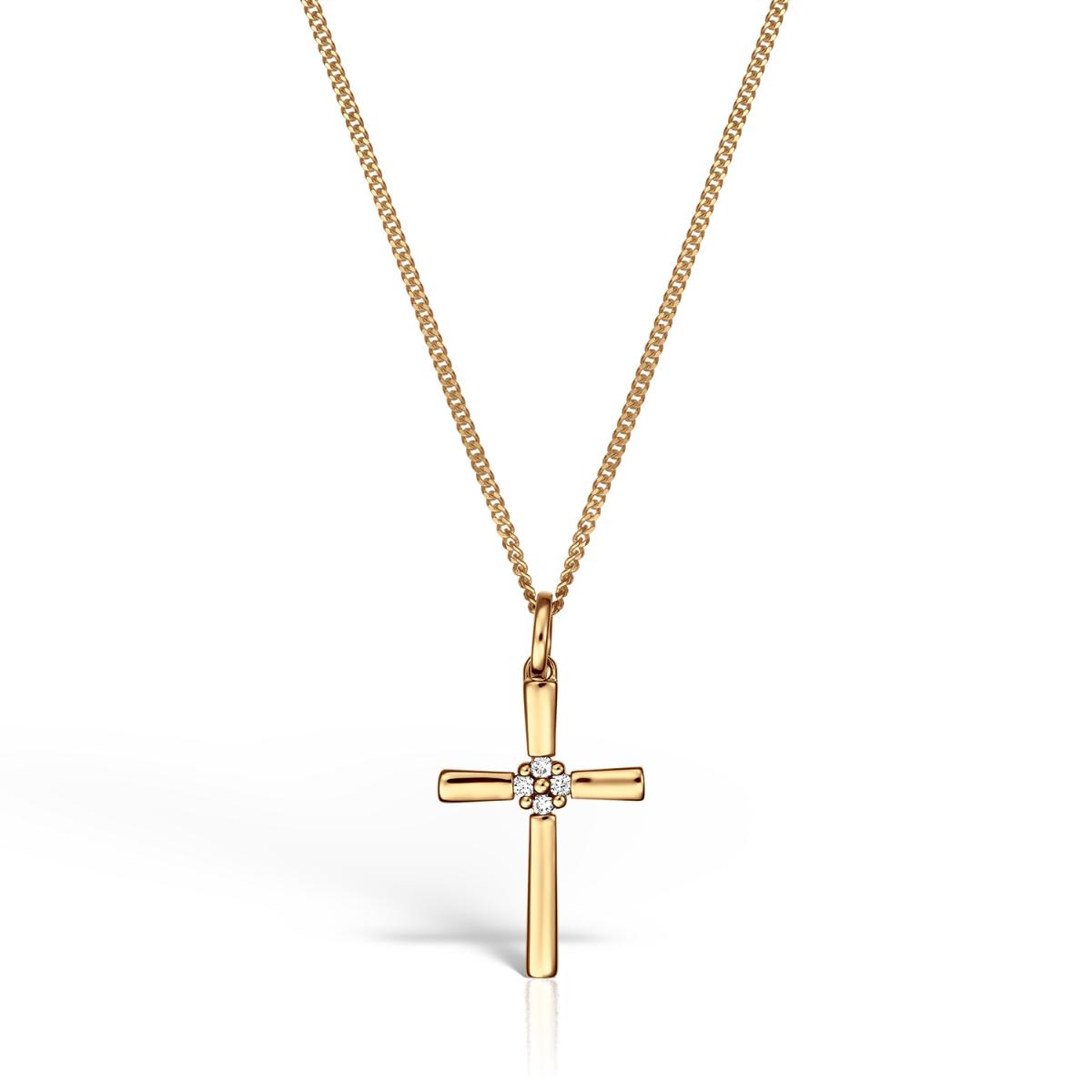 Coliere - Lant cu pandantiv Maria Granacci cu diamant, din aur galben de 14K, cellini.ro