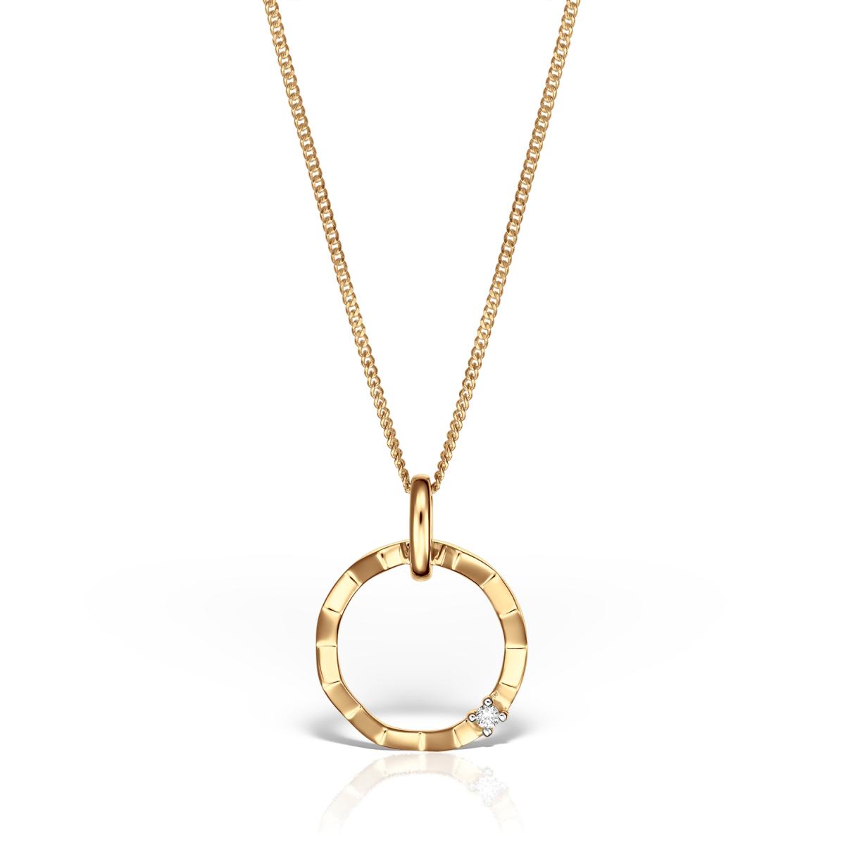 Coliere - Lant cu pandantiv Maria Granacci cu diamant, din aur galben de 14K, cellini.ro