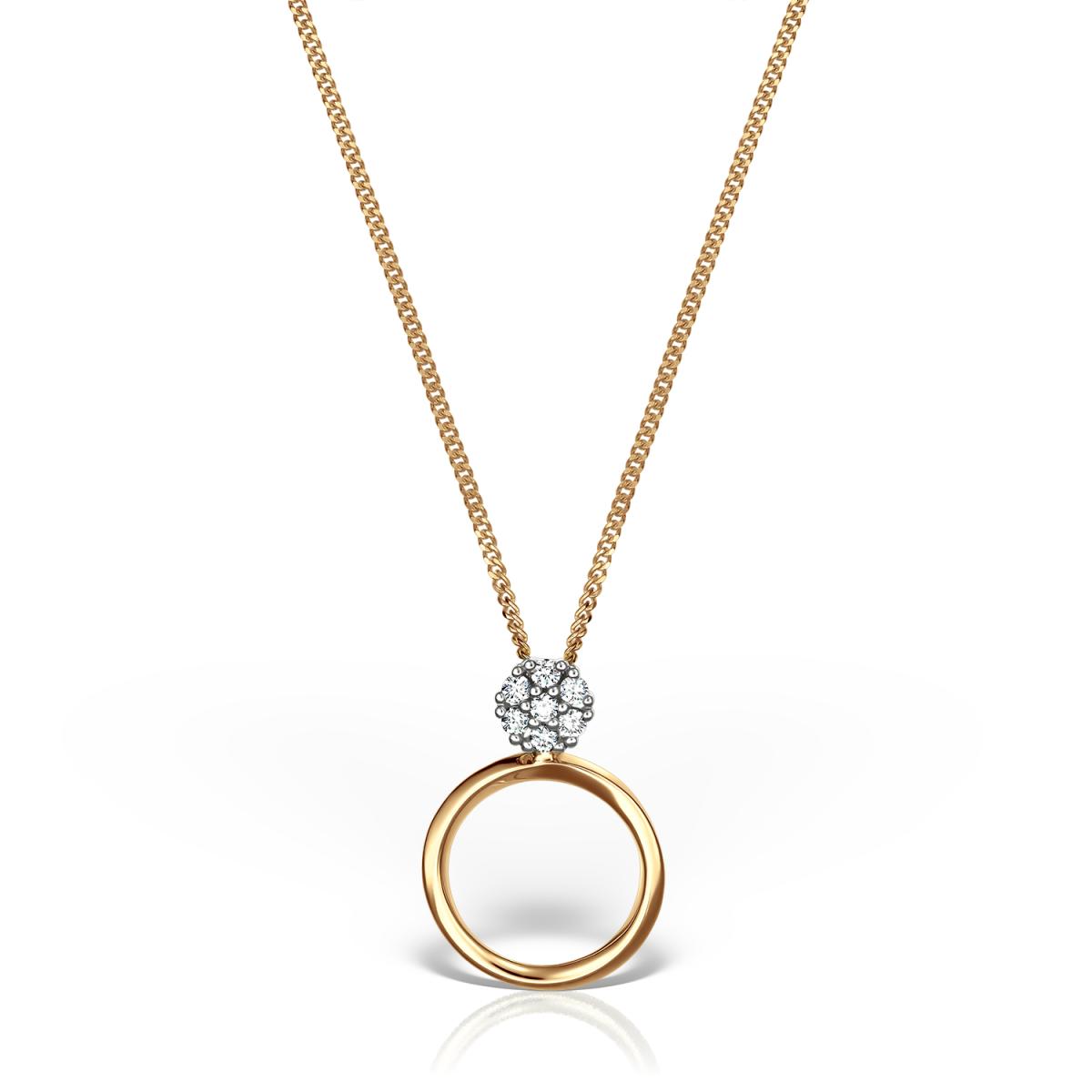 Coliere - Lant cu pandantiv Maria Granacci cu diamant, din aur galben de 14K, cellini.ro