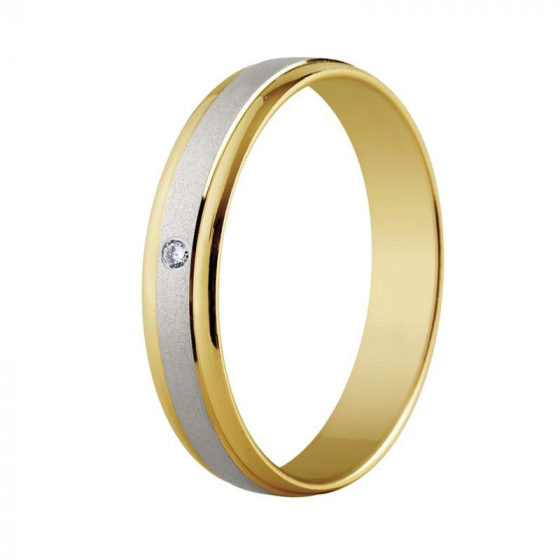 Verighete - Verighete Insieme cu diamant, din aur alb si aur galben de 18K, cellini.ro