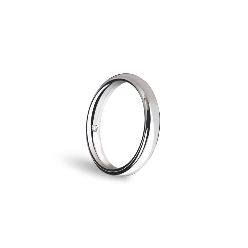 Verighete - Verighete Damiani Veramore cu diamant, din aur alb de 18K, cellini.ro