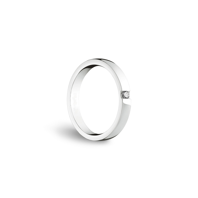 Verighete - Verighete Damiani Veramore cu diamant, din aur alb de 18K, cellini.ro