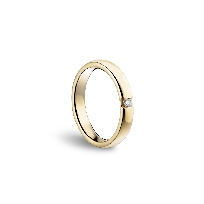 Verighete - Verighete Damiani Veramore cu diamant, din aur galben de 18K, cellini.ro