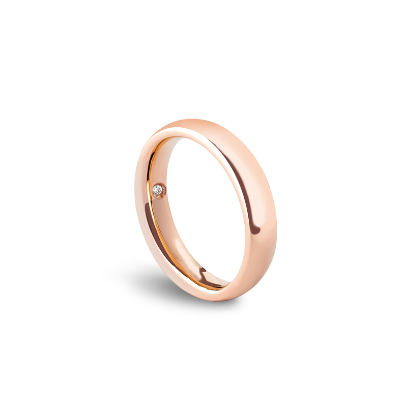 Verighete - Verighete Damiani Veramore cu diamant, din aur roz de 18K, cellini.ro