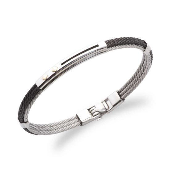 Perceptual Abandonment Hover Dogma bracelet made of steel with 18K gold elements, SB7560