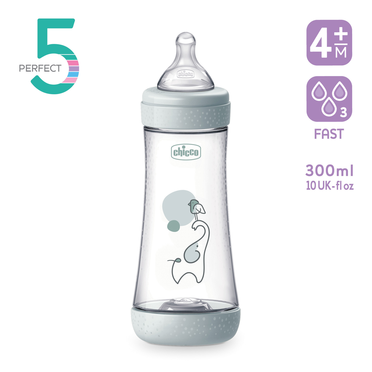 Biberon Chicco Perfect5 300ml, biofunctional, anti-colici, tetina