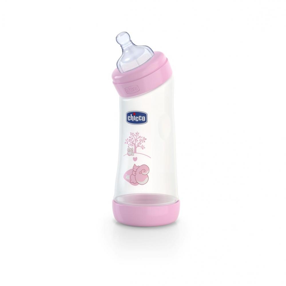 Biberon Chicco WellBeing PP in unghi, girl, 250ml, t.s., flux normal, 0+luni, 0%BPA