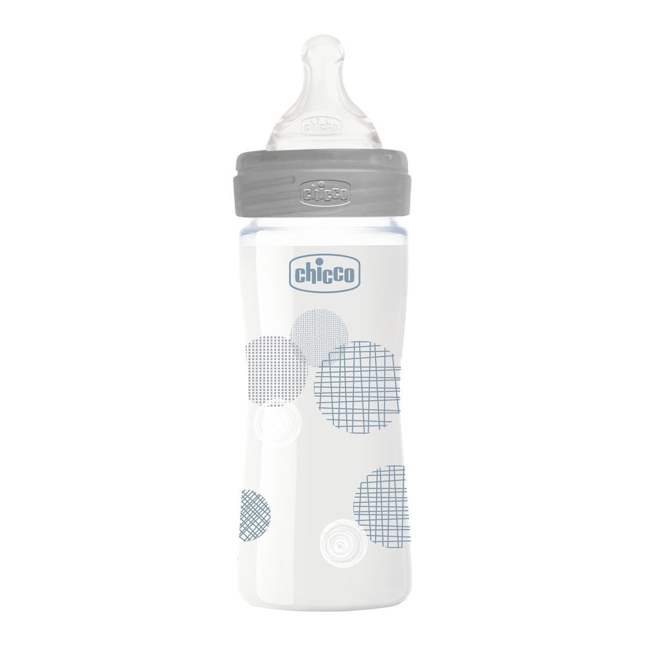 Biberon sticla chicco wellbeing 240ml, tetina silicon, flux lent, unisex, 0luni+