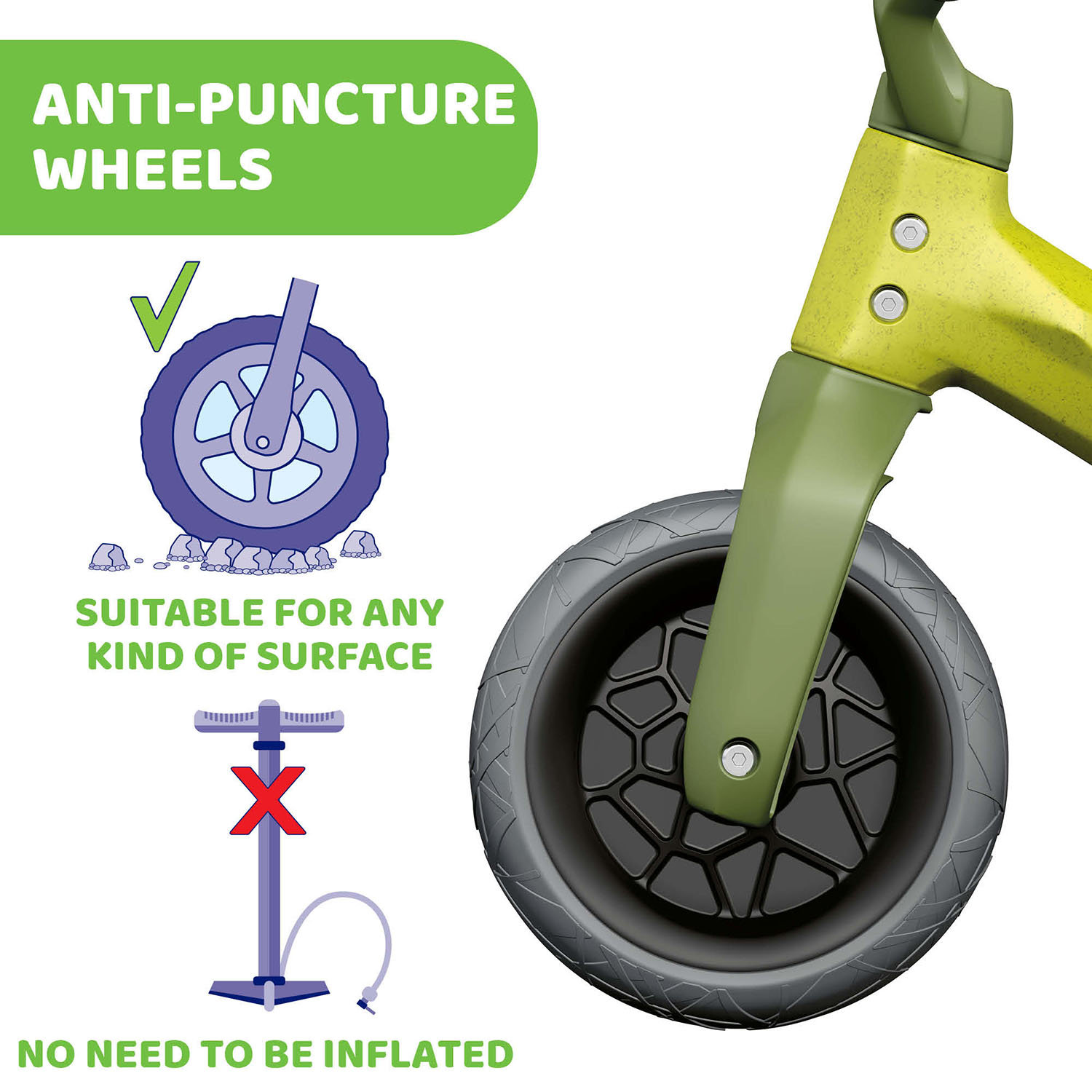 Bicicleta copii Chicco Green Hopper ecologica pentru echilibru