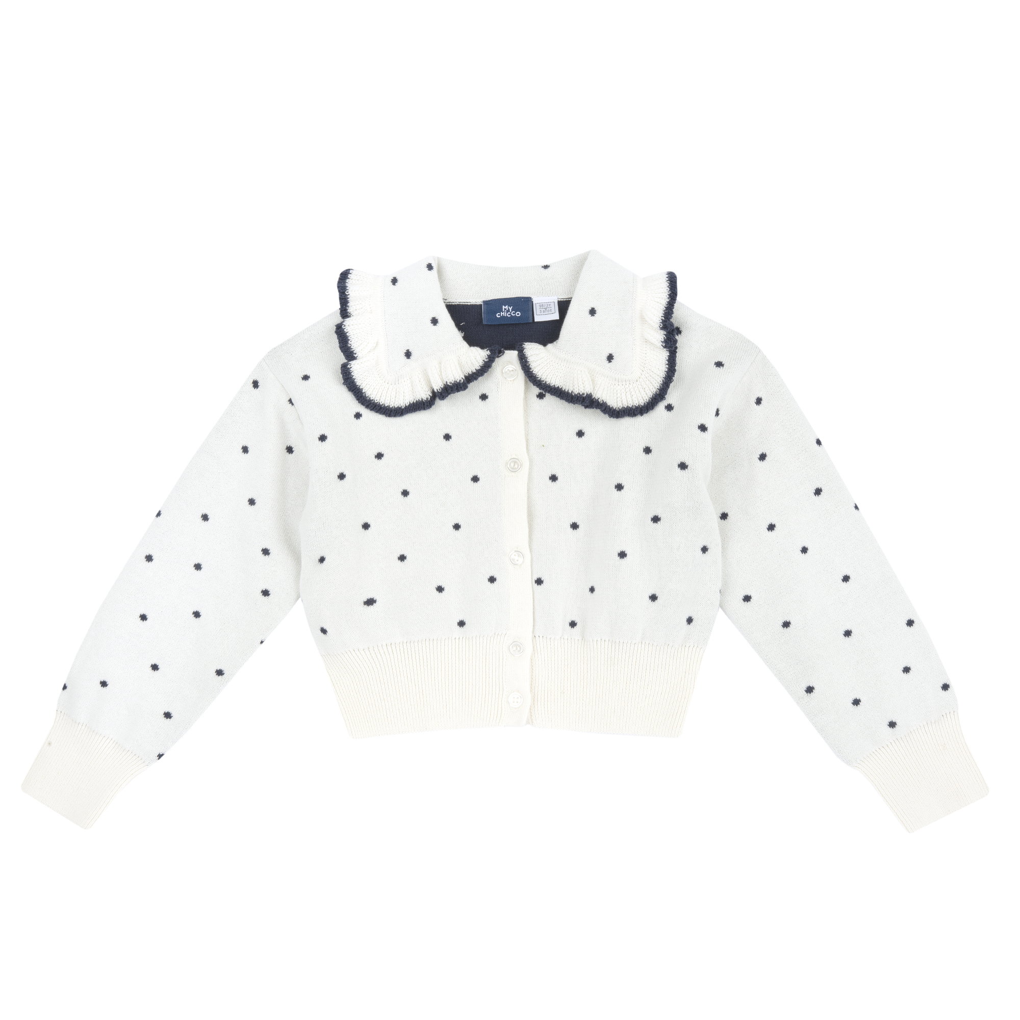 Cardigan bebelusi Chicco tricotat, alb cu bleumarin, 00580-69MC