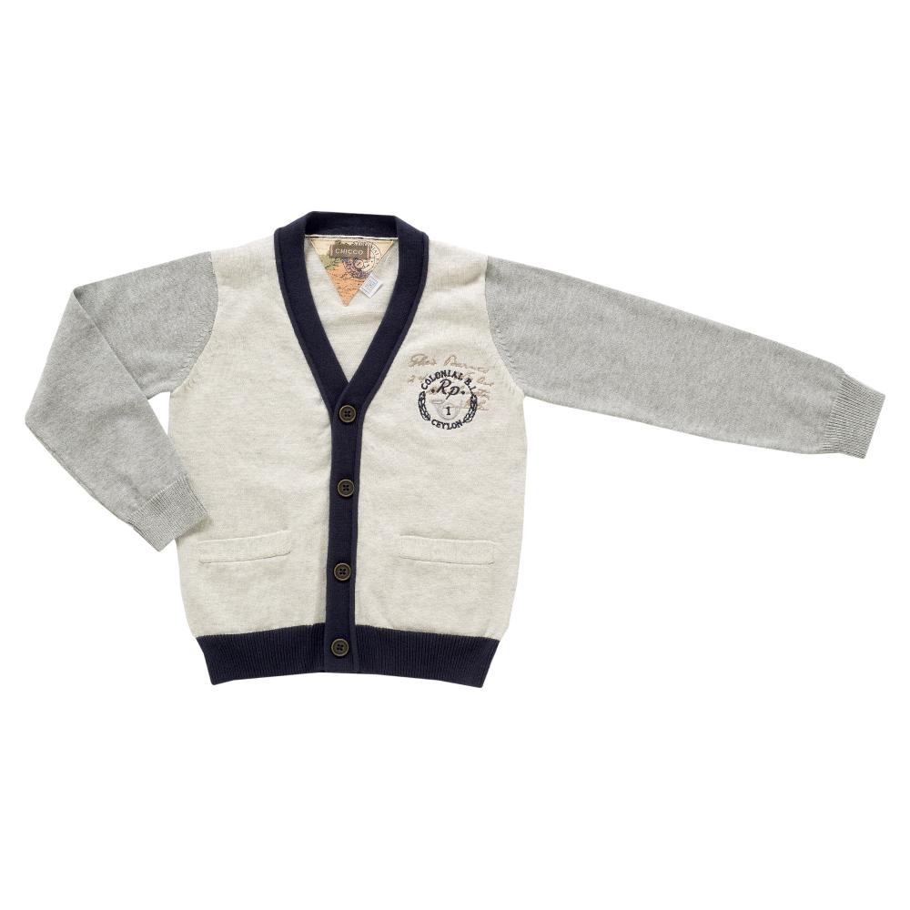 Cardigan Chicco tricotat, baieti, light grey, 38641