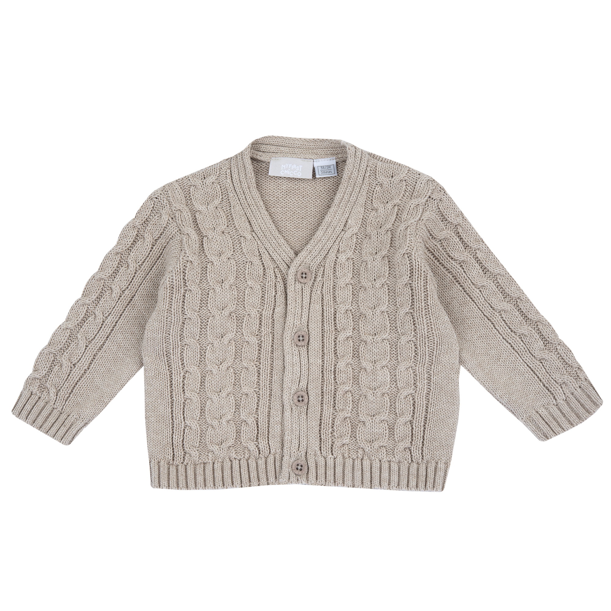 Cardigan copii Chicco tricotat, bej cu model, 07760-67MFCO