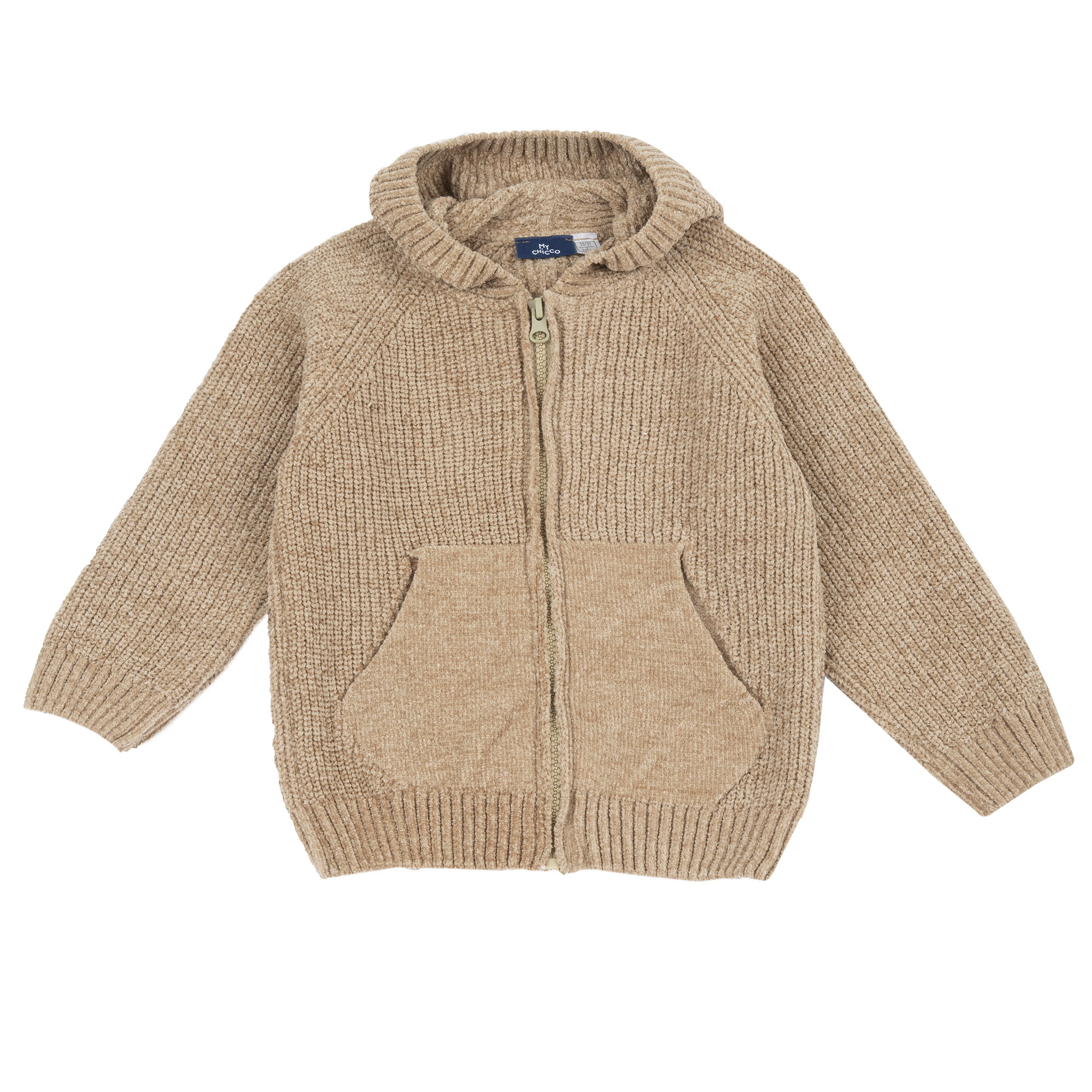Cardigan copii Chicco tricotat, gluga, Bej, 02864-71MC
