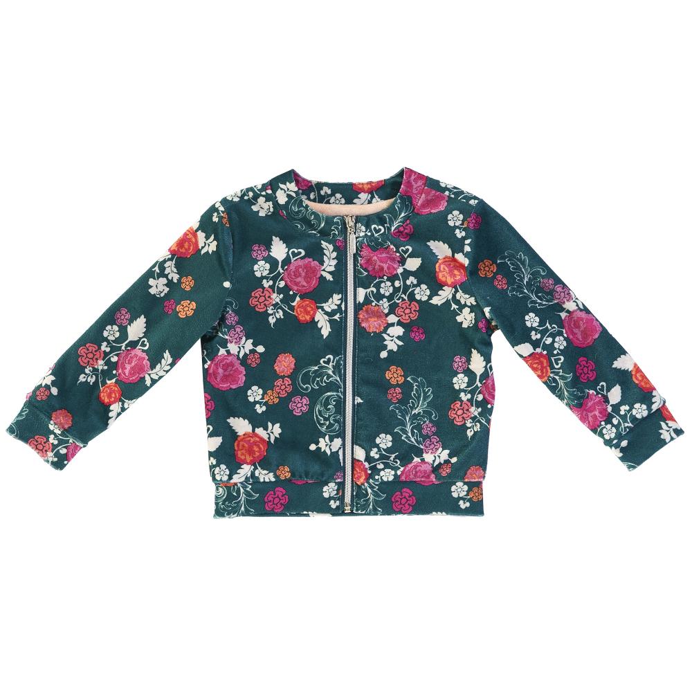 cardigan copii chicco, verde cu model floral