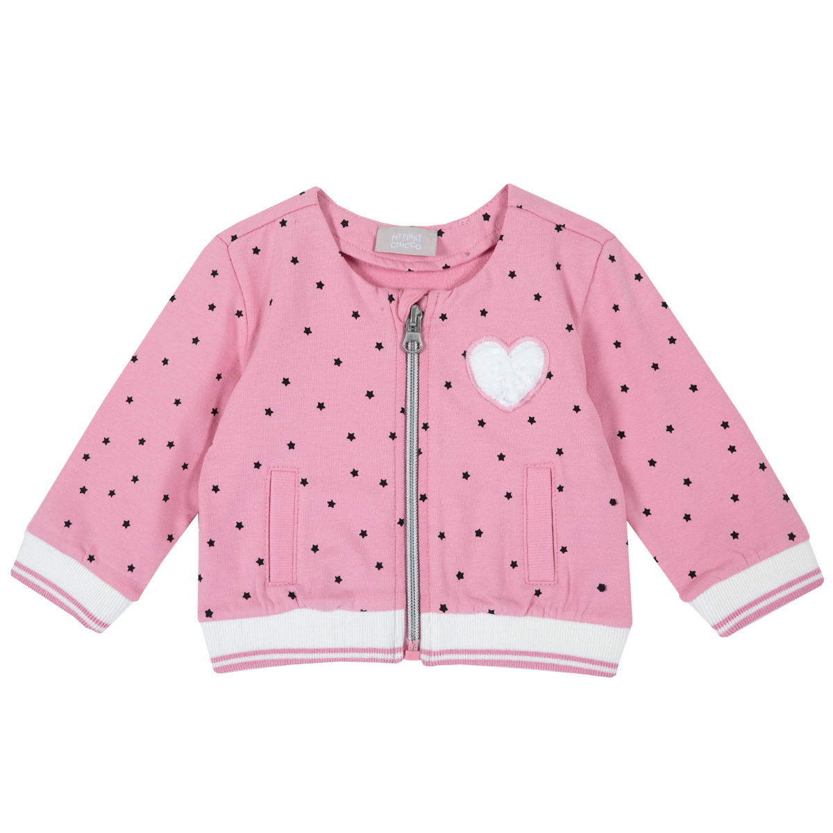 Cardigan copii chicco, roz cu stelute si inimioara, 96889