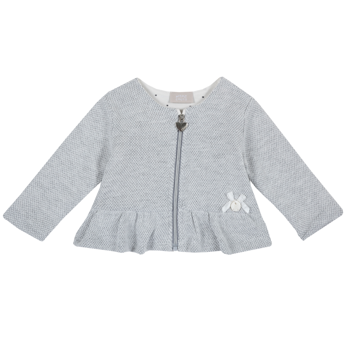 Cardigan copii Chicco, gri cu fermoar, 96896