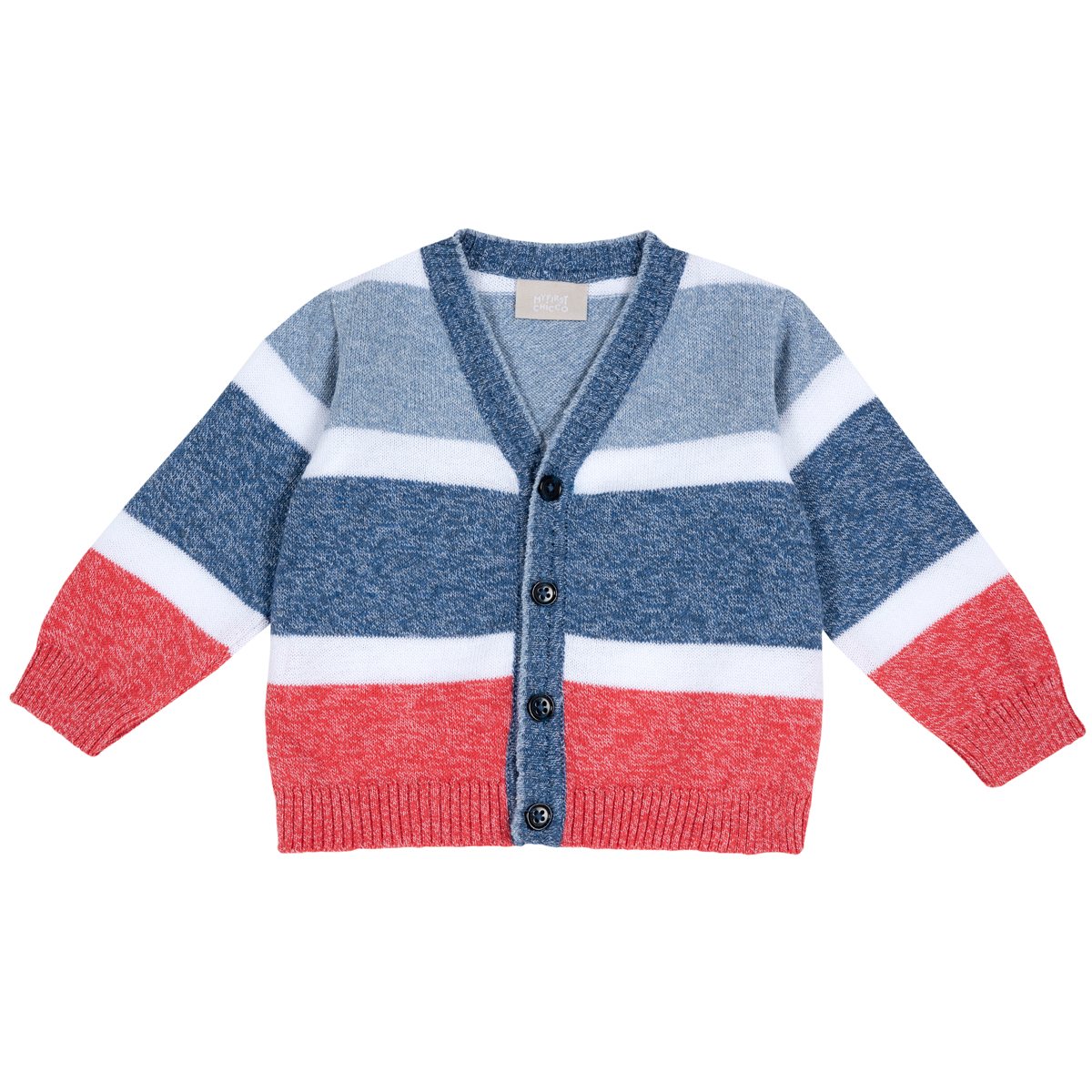 Cardigan copii Chicco, tricotat, alb cu bleumarin, 09360