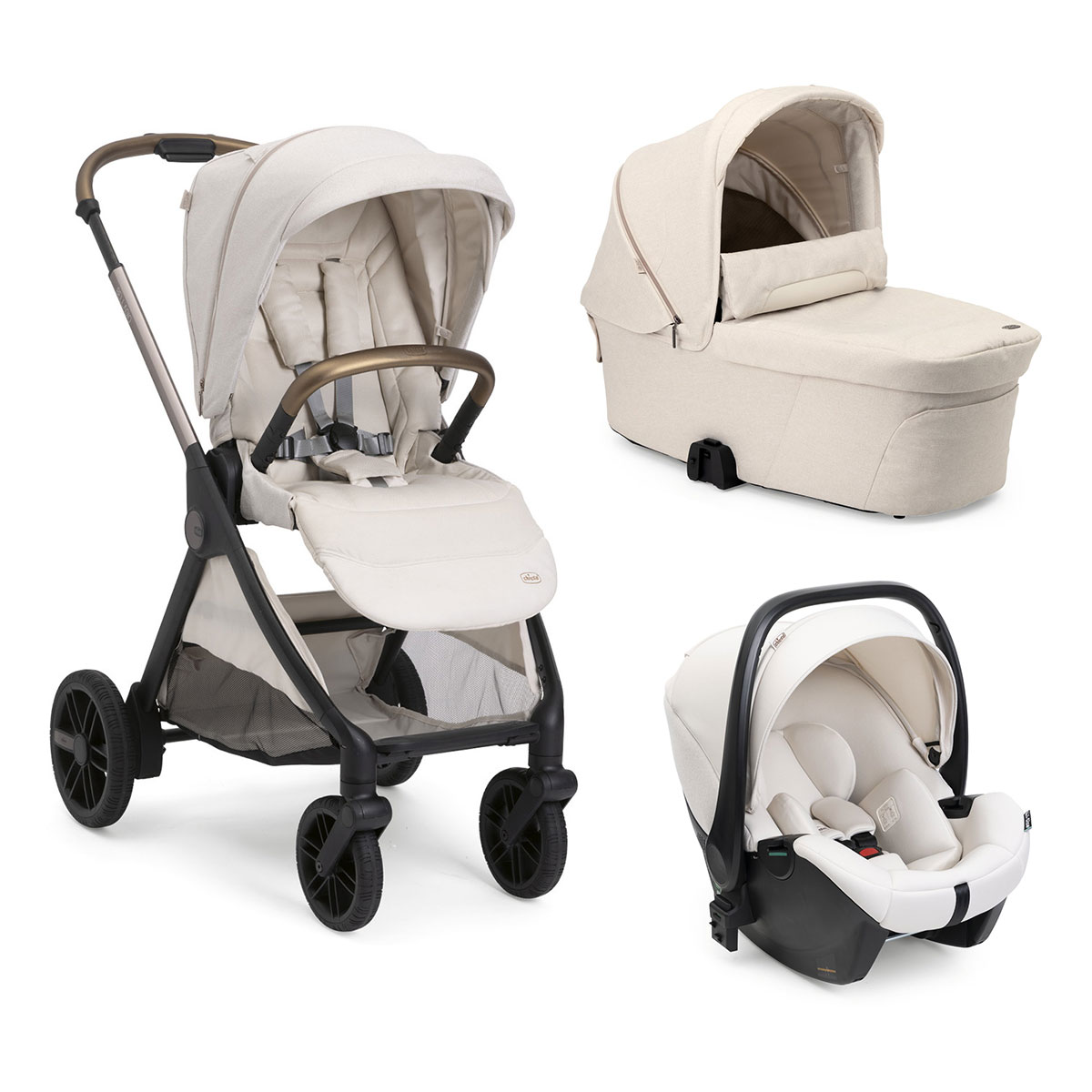 Carucior copii 3 in 1 Chicco Bellagio 2, Amber Glow (crem), 0luni+