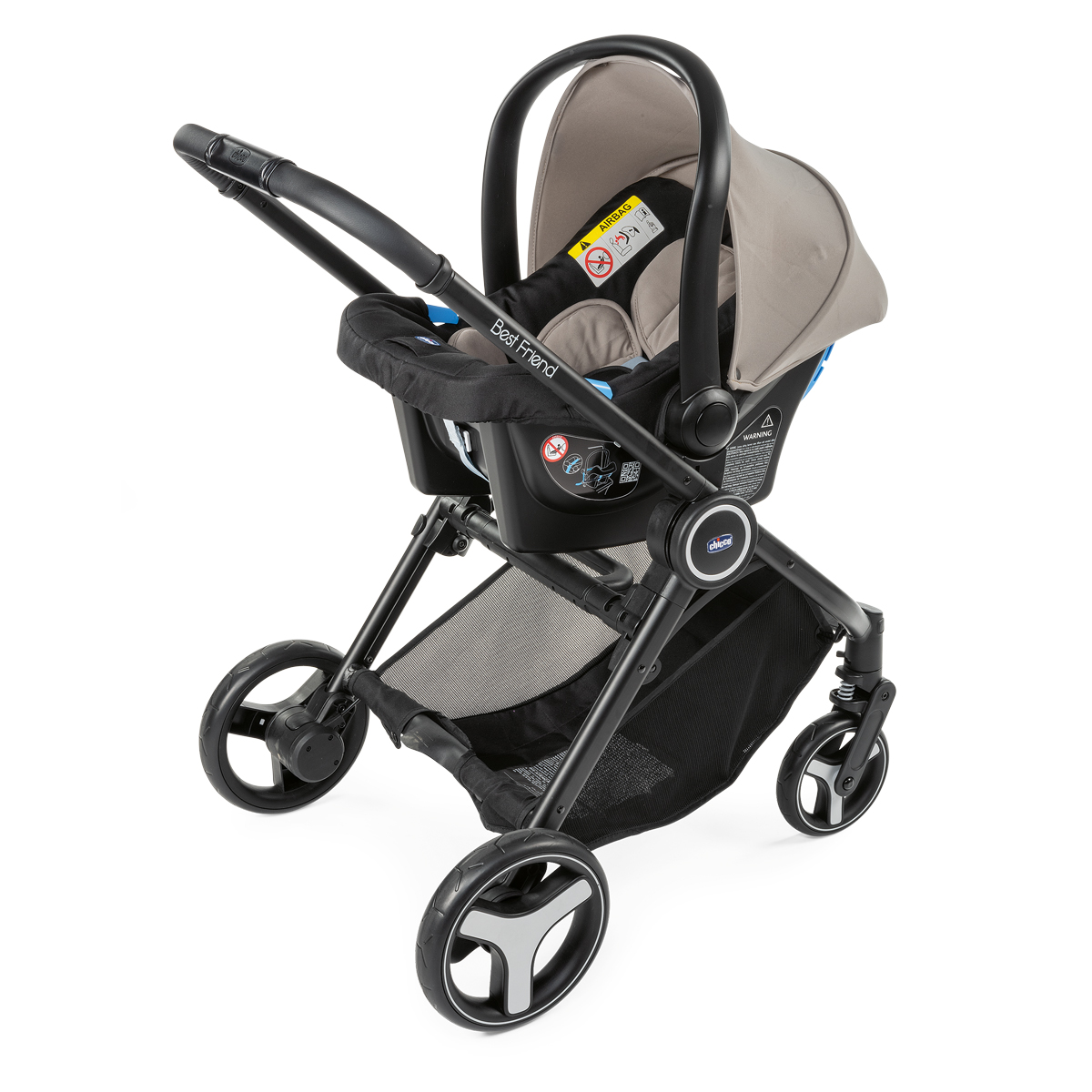 Carucior copii 3 in 1 Chicco Best Friend+ Light HazelWood (Bej) 0luni+