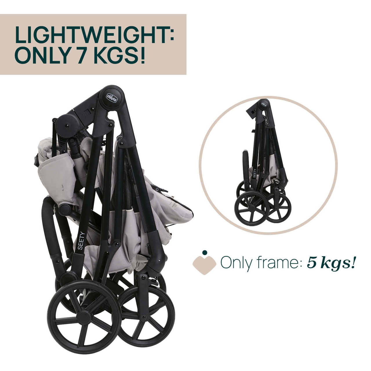 Carucior copii 3 in 1 Chicco Seety, cu scaun auto Kory Plus I-Size