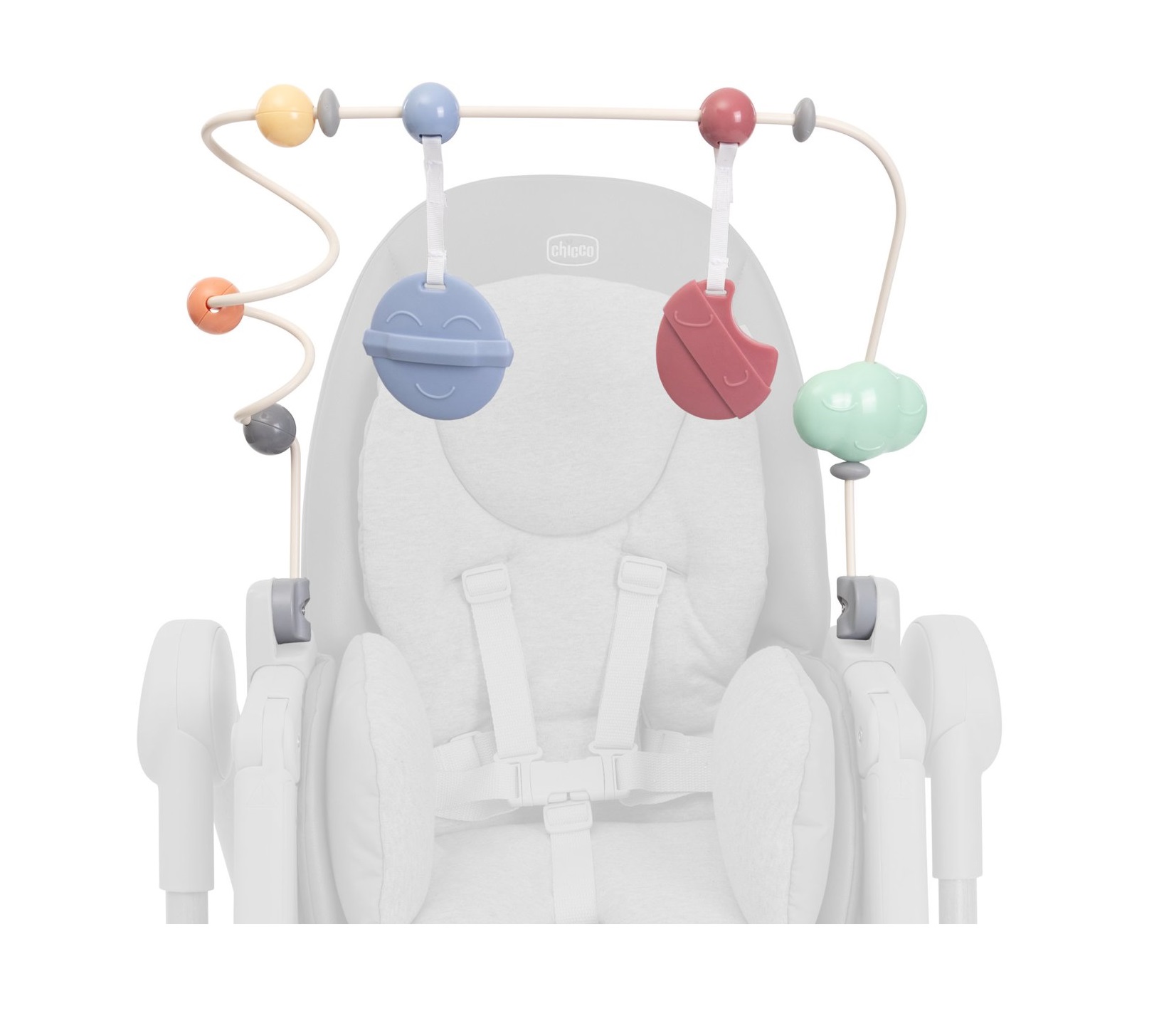 Centru de activitati Chicco cu jucarii (bara) Rainbow pentru scaun de masa Polly Armonia, 0luni+
