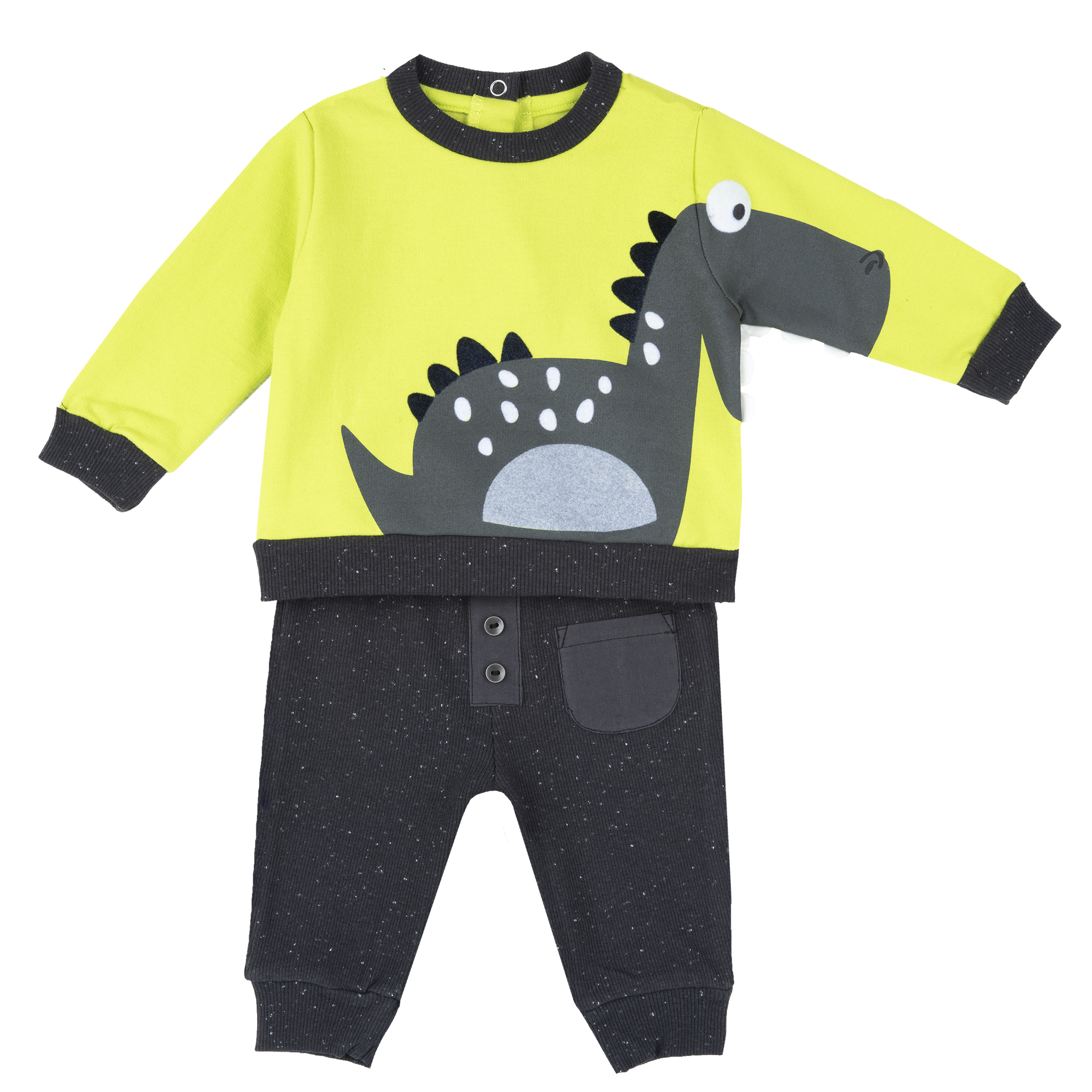 Costum bebe Chicco, tricou si pantaloni, gri inchis, 00739-63MFCO Chicco imagine noua responsabilitatesociala.ro