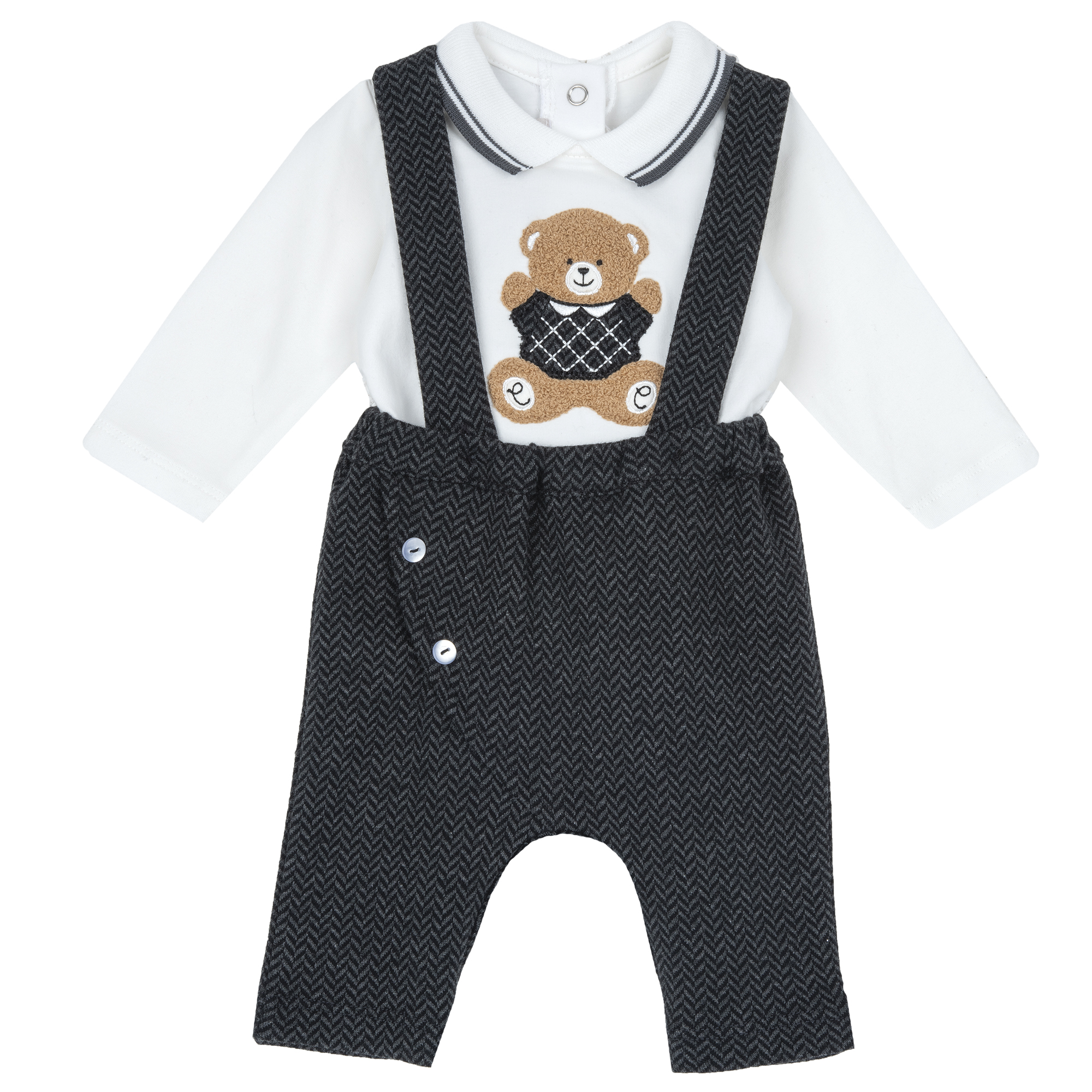 Costum body bebe si pantaloni Chicco, Gri inchis, 00730-63MFCI