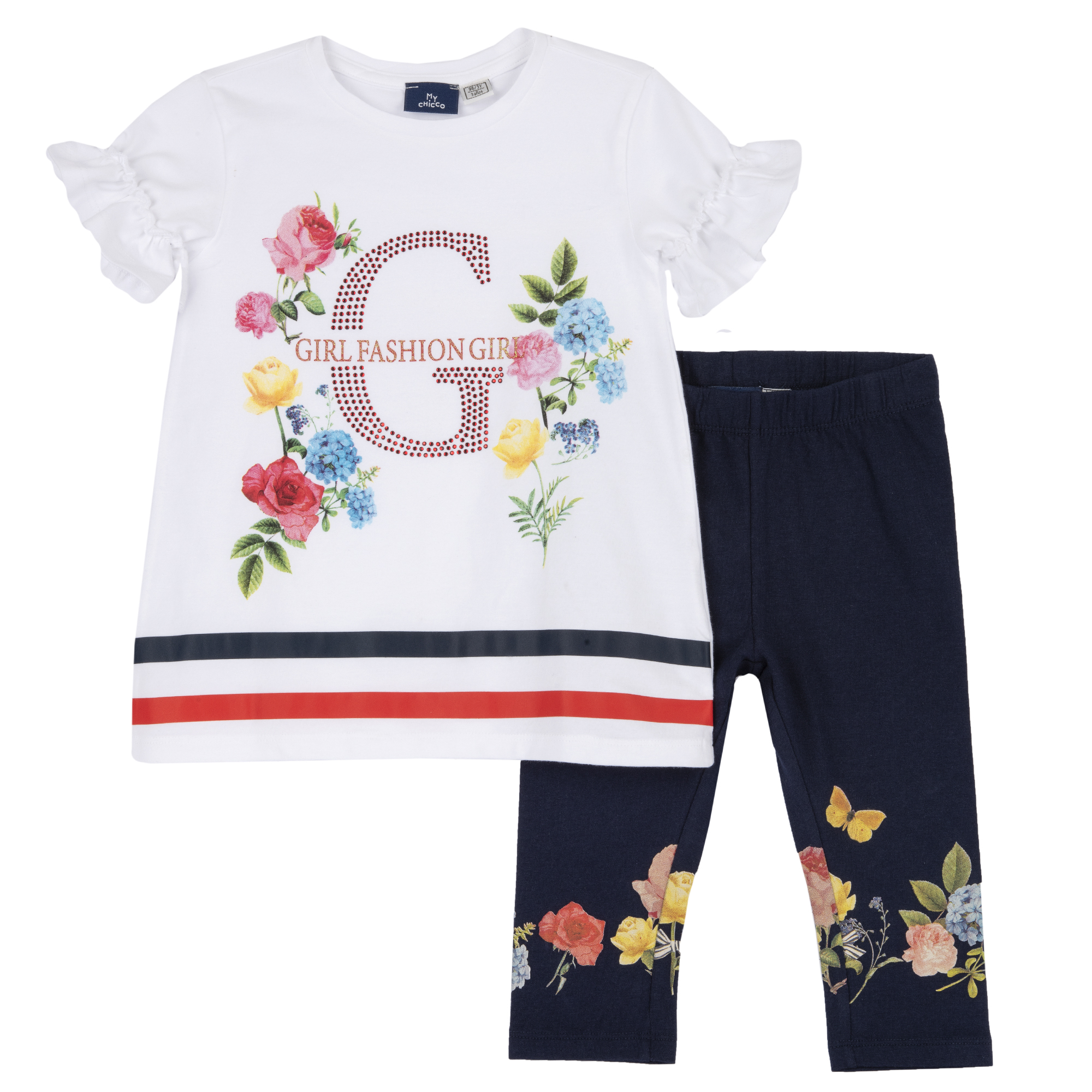 Costum copii Chicco, tricou si colanti, Alb, 00794-64MC
