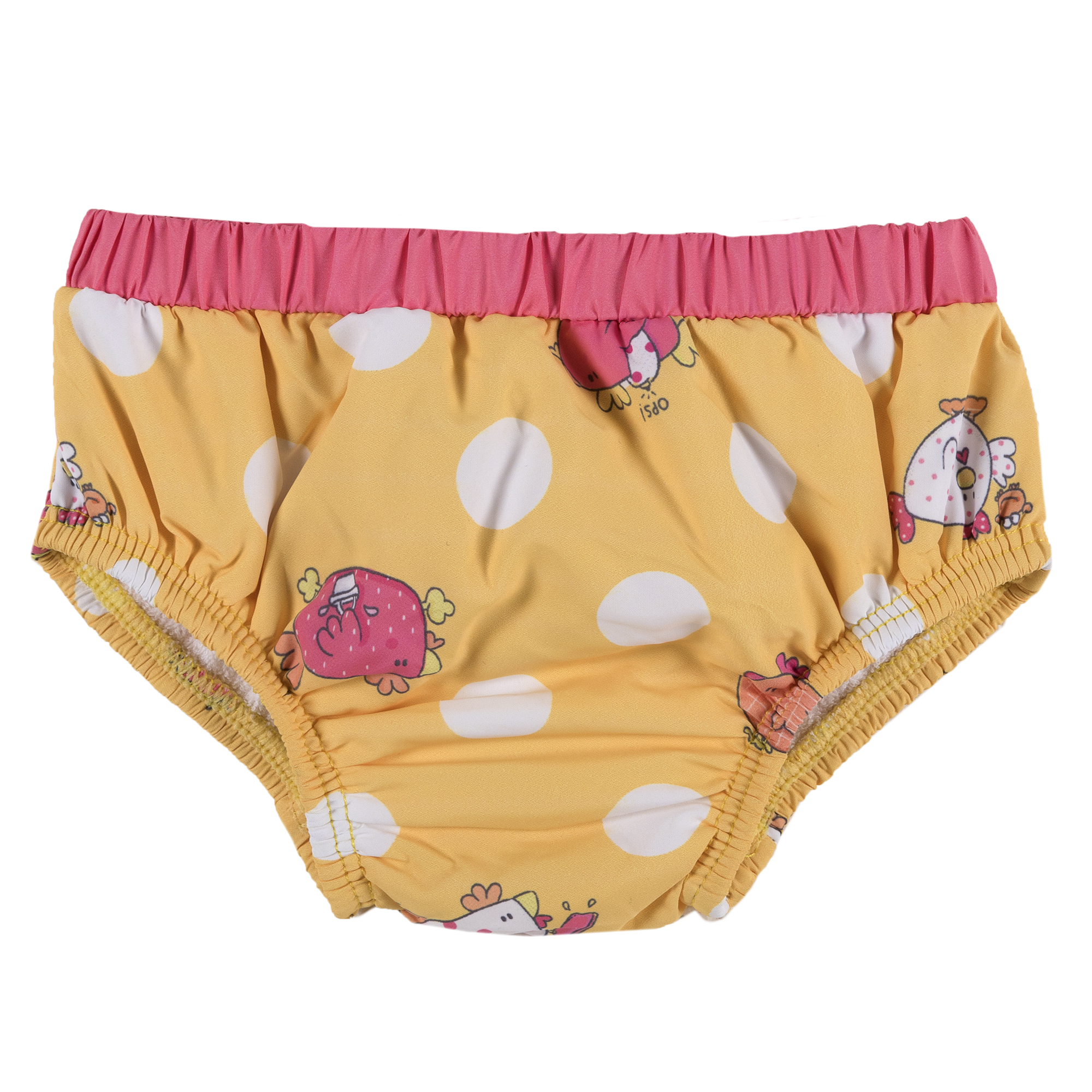 Slip baie pentru fetite Chicco, dublat, alb cu galben, 92986