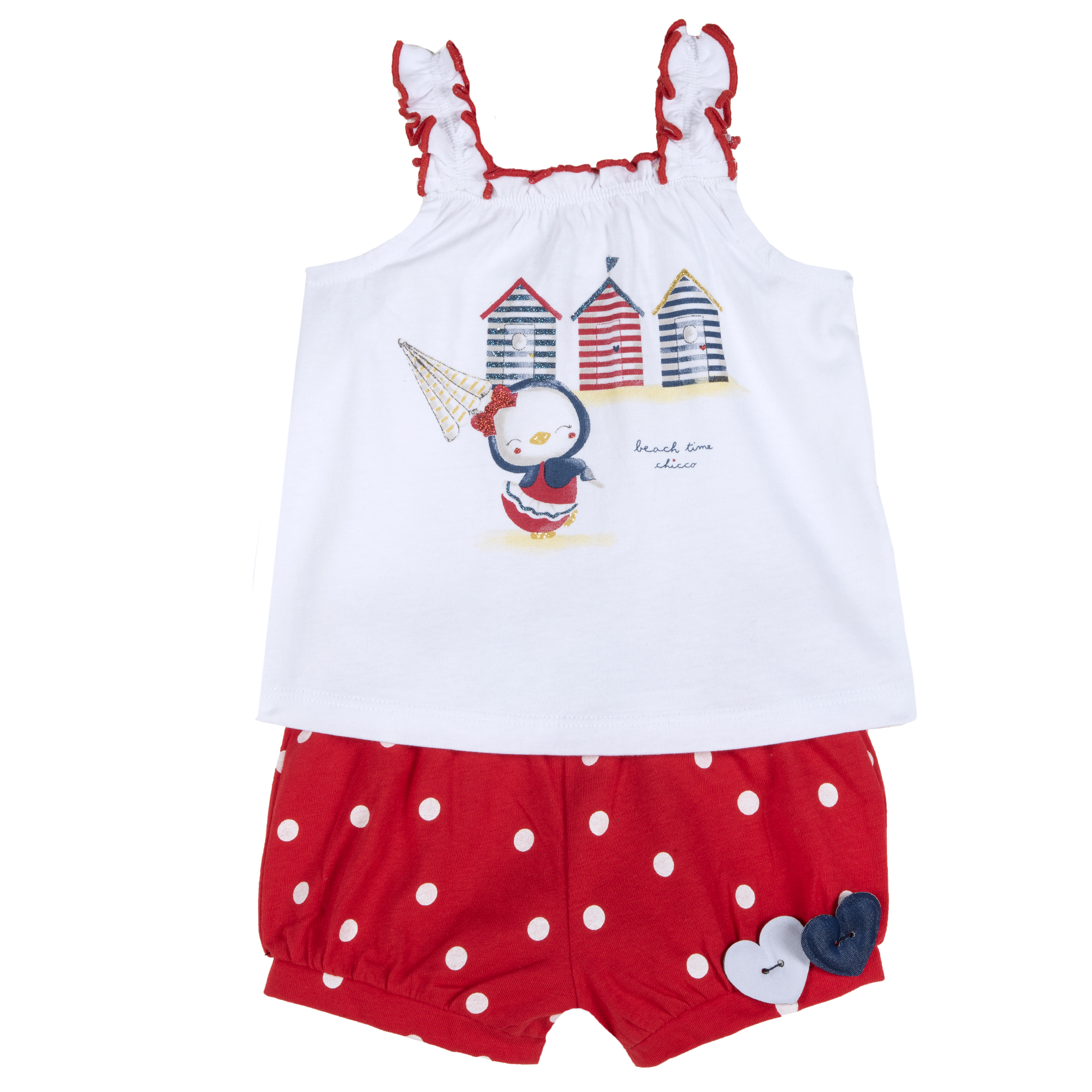 Set maieu si pantaloni chicco, rosu cu model, 76629