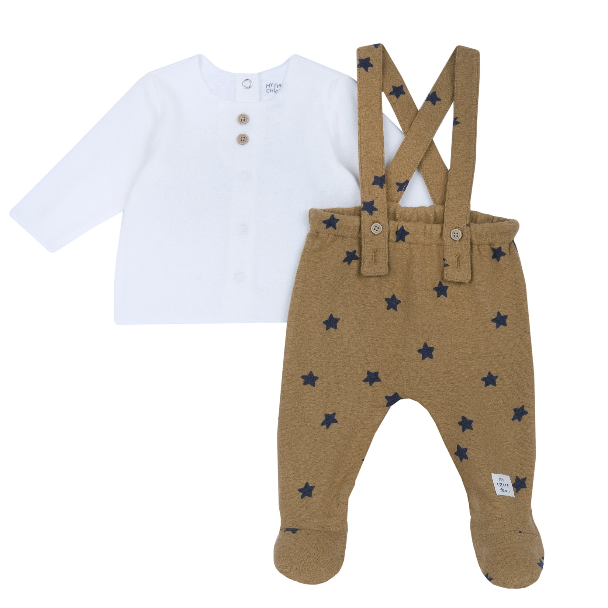 Costumas bluza si salopeta bebe Chicco, botosei, Galben cu model, 00610-69MFCI