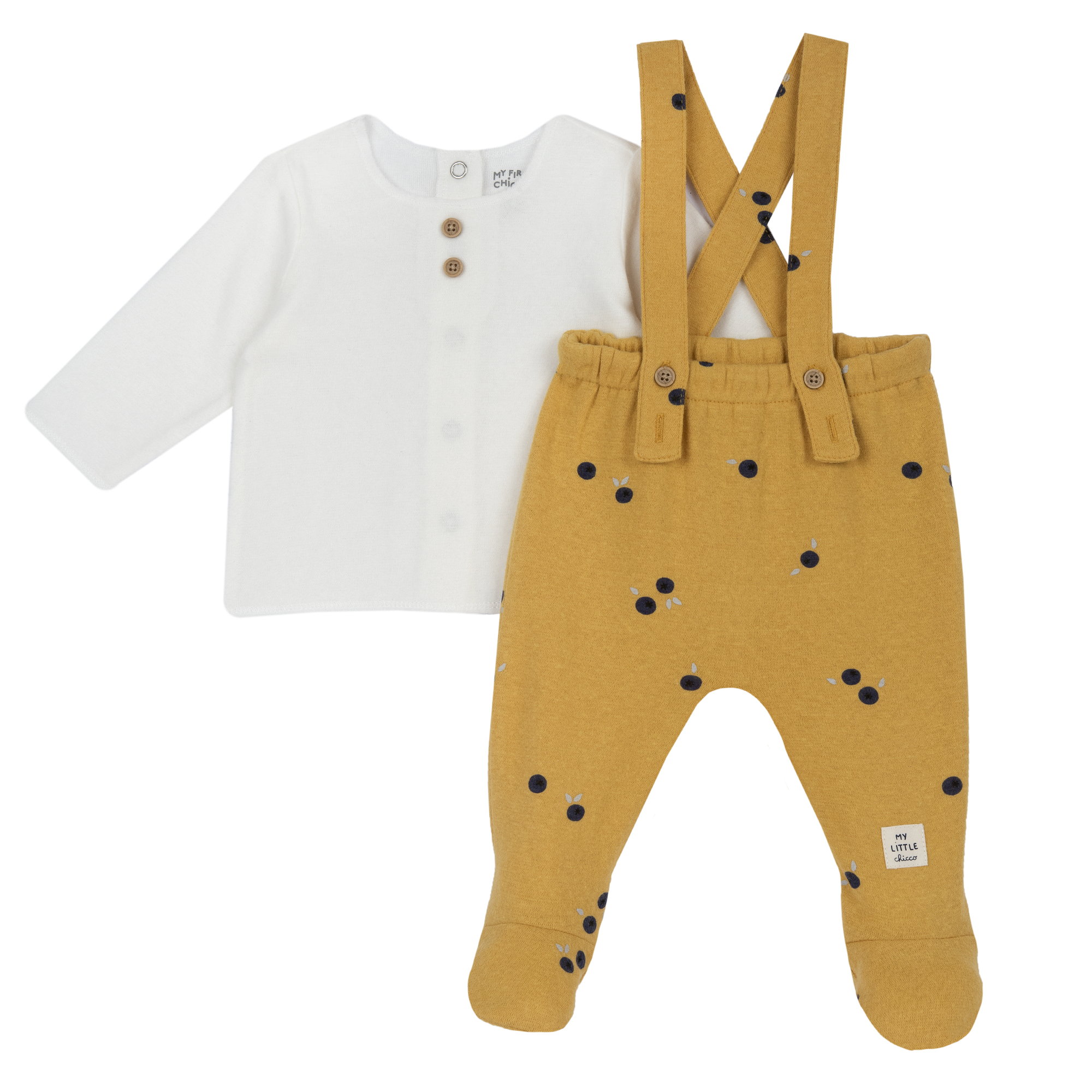 Costumas bluza si salopeta bebe Chicco, botosei, Galben deschis, 00610-69MFCI