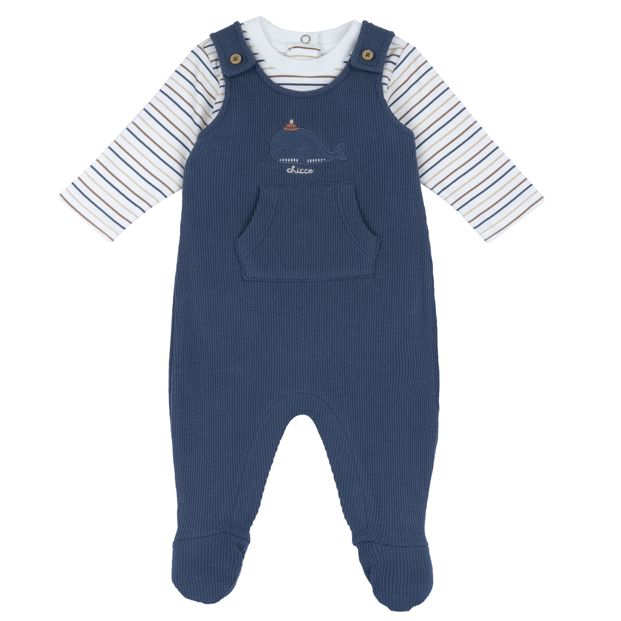 Costumas body si salopeta bebe Chicco, botosei, Albastru, 00635-69MFCI