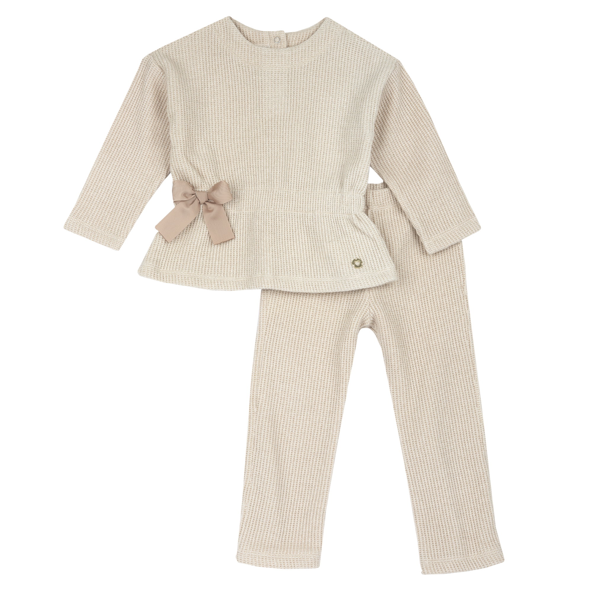 Costumas copii Chicco, bluza si colanti, bej cu model, 00083-69MC