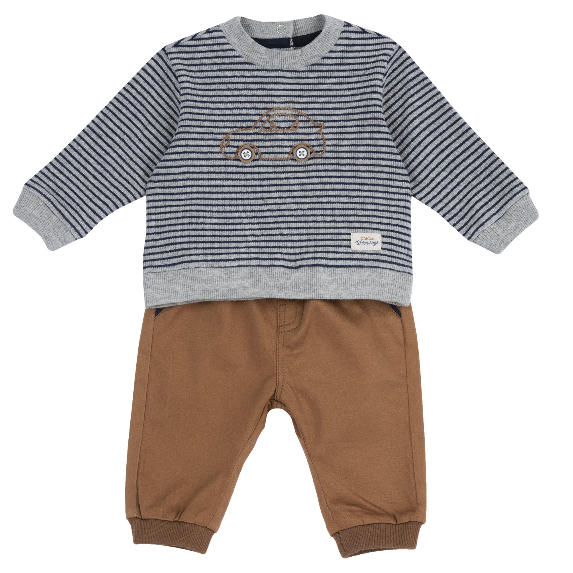 Costumas copii Chicco, bluza si pantaloni, Maro, 03015-71MFCO