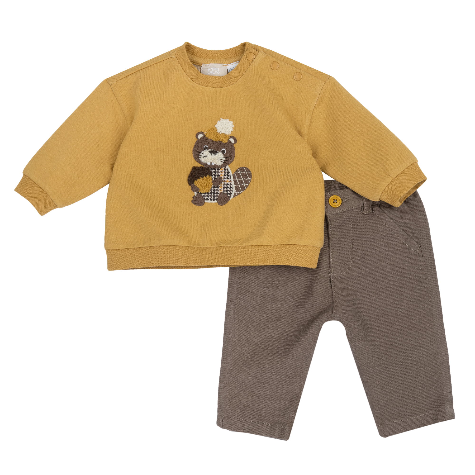 Costumas copii Chicco bluza si pantaloni, maro inchis, 00885-69MFCO