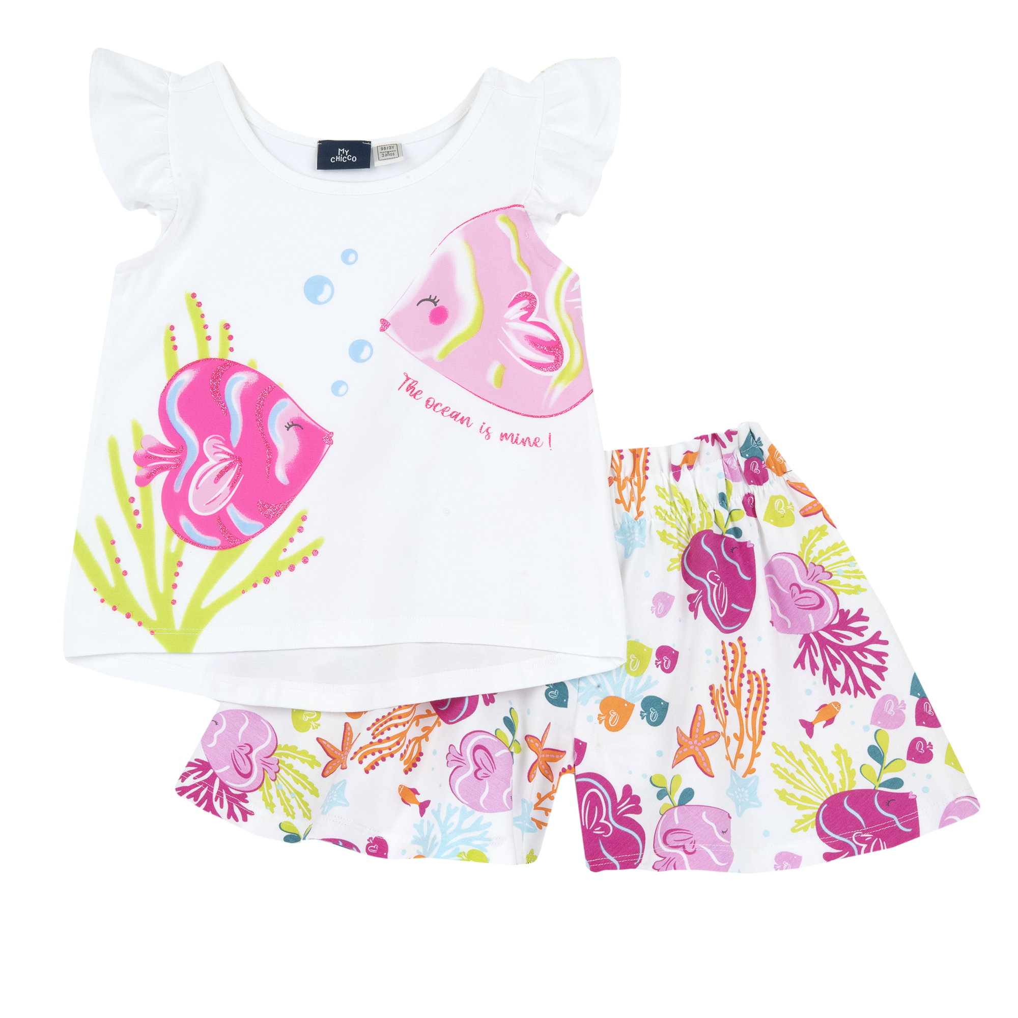 Costumas de plaja copii Chicco, alb cu roz, 73855-68MC