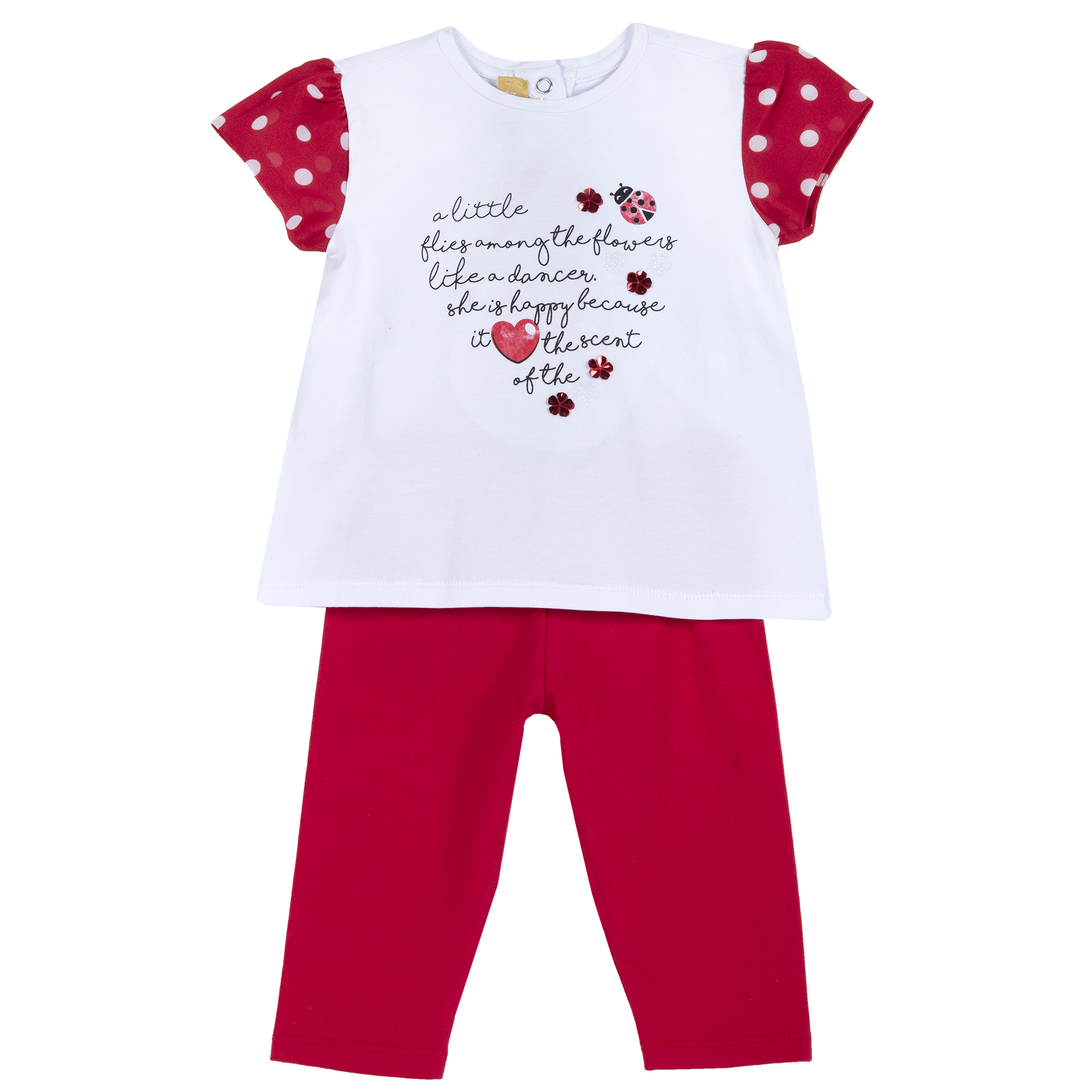 Costum copii Chicco, tricou si pantalon, rosu, 76463 Chicco imagine noua responsabilitatesociala.ro