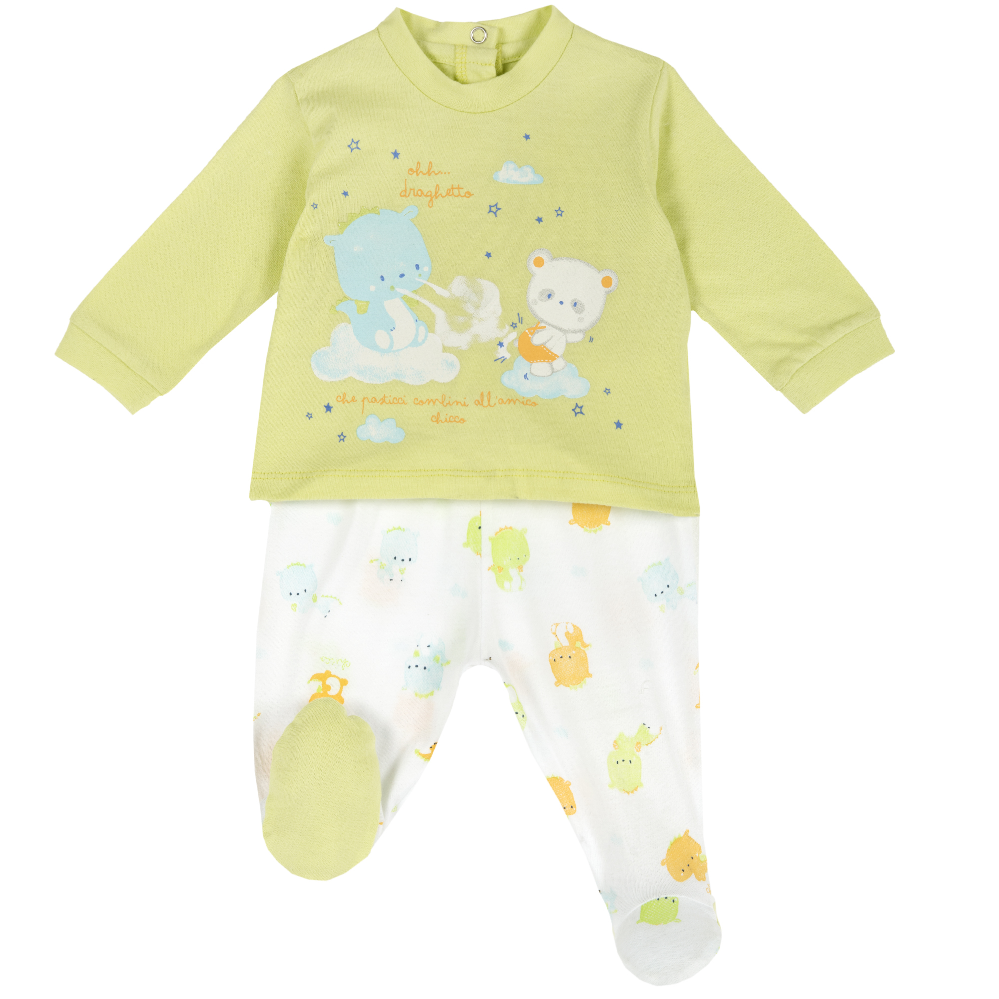 Costum bebe Chicco, bluza si pantalon, verde, 76497 CHICCO
