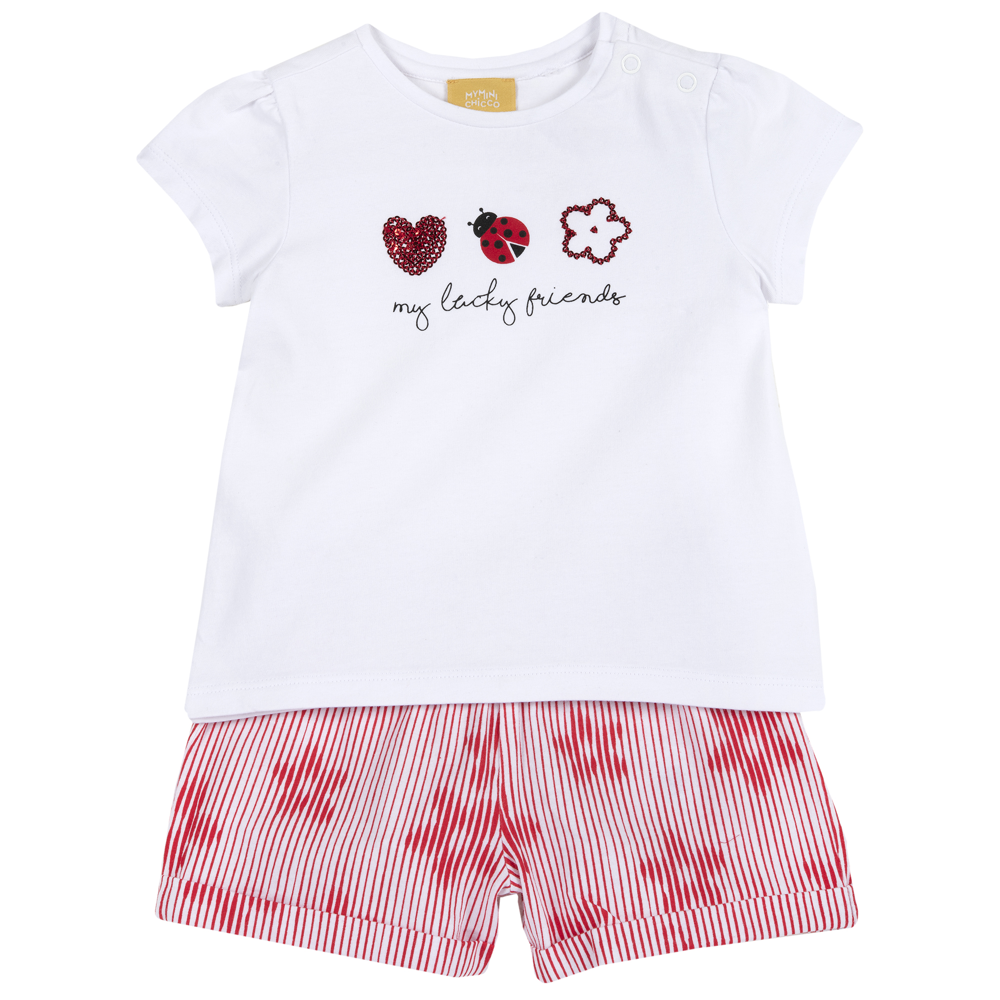 Costum copii Chicco, tricou si pantalon, rosu cu bej, 76467 Chicco imagine noua responsabilitatesociala.ro