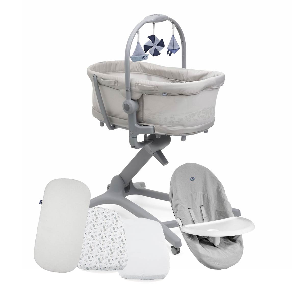 Cosulet multifunctional 5 in 1 Chicco Baby Hug Pro, Kit accesorii, salteluta, cearsaf, BeigeLatte (Bej), 0luni+