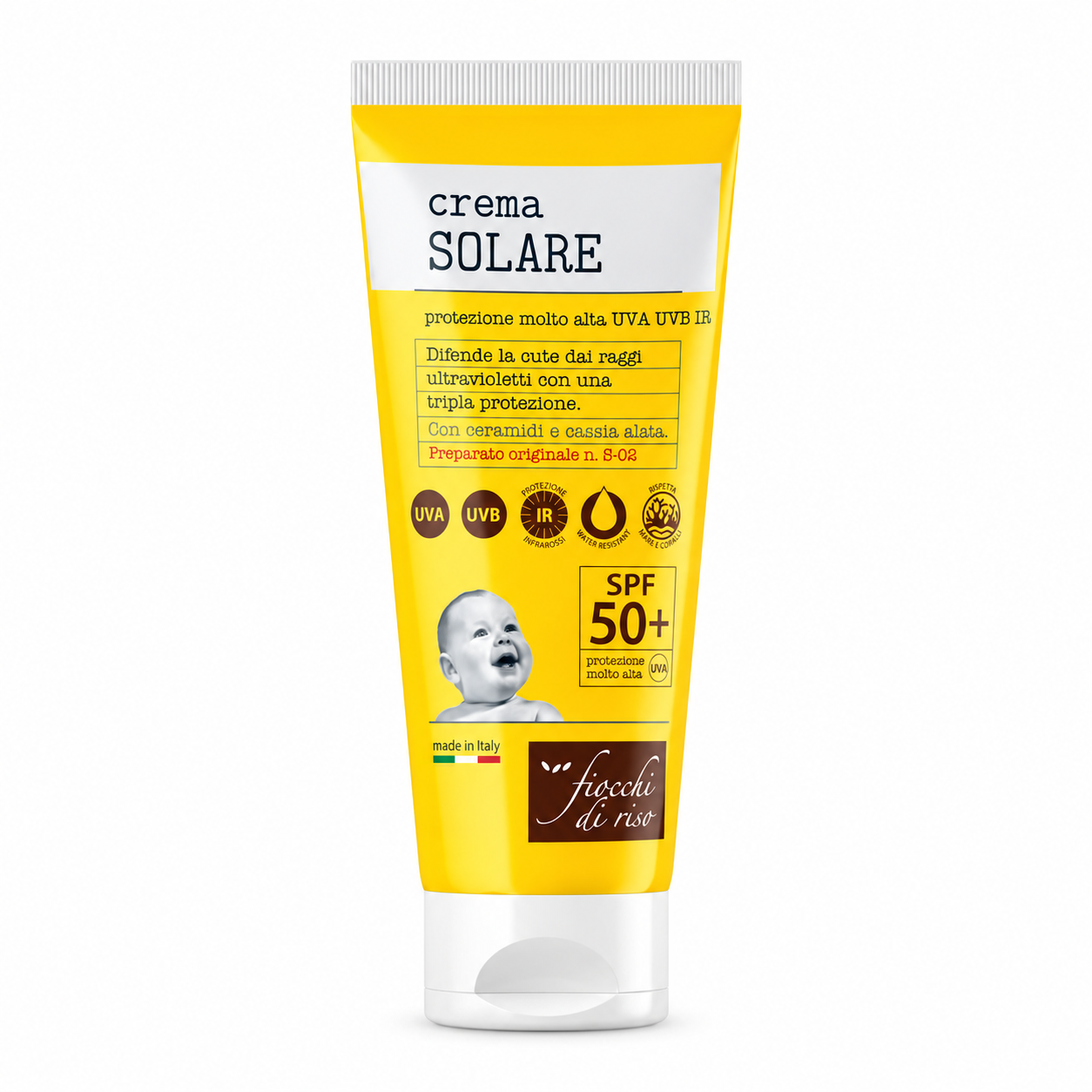 Crema protectie solara SPF50+ Fiocchi di Riso protecție triplă UVA, UVB & IR, 100ml