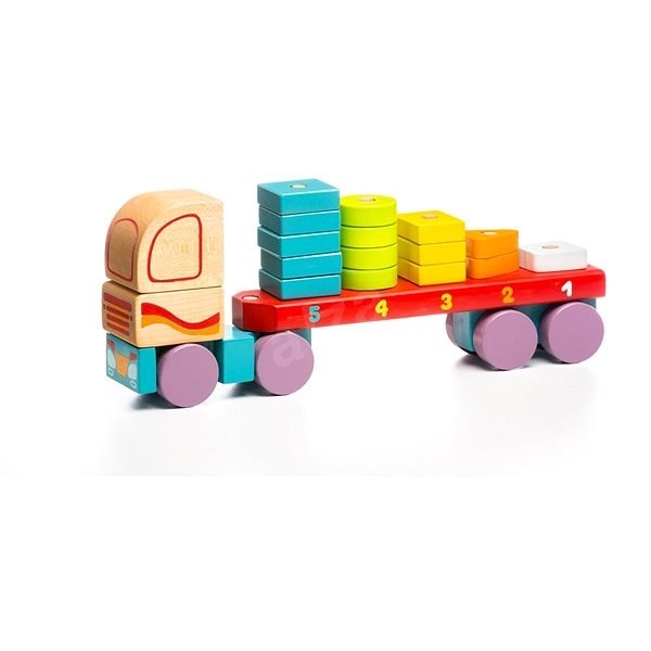 Jucarie din lemn cubika camion cu forme geometrice, 18luni+