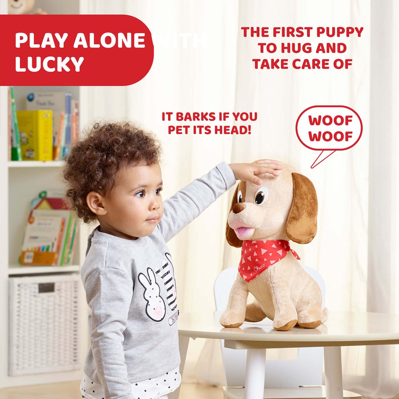Jucarie interactiva Chicco, Catelusul povestitor Lucky, limba