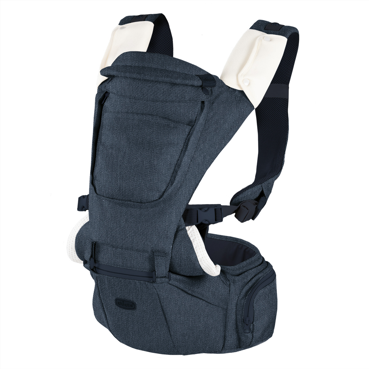 Marsupiu ergonomic multifunctional Chicco Hip Seat cu suport pentru sold, Denim (albastru), 0luni+ CHICCO