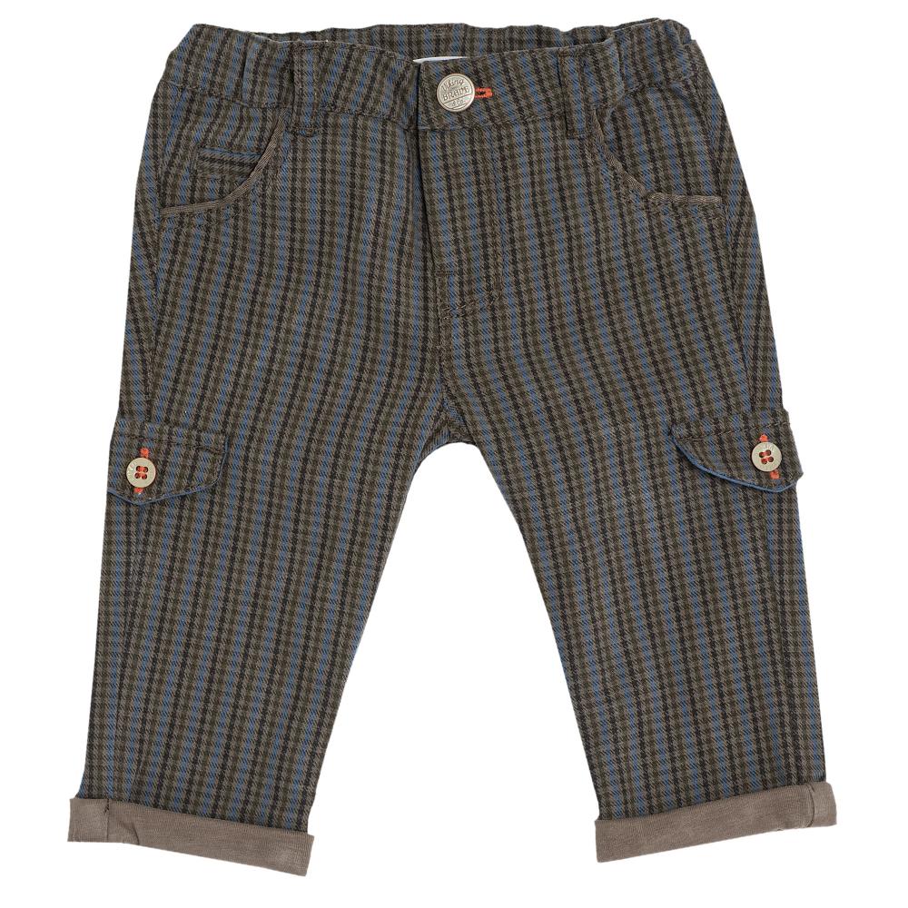 Pantalon lung Chicco, in carouri maro cu albastru, flanel, 24399
