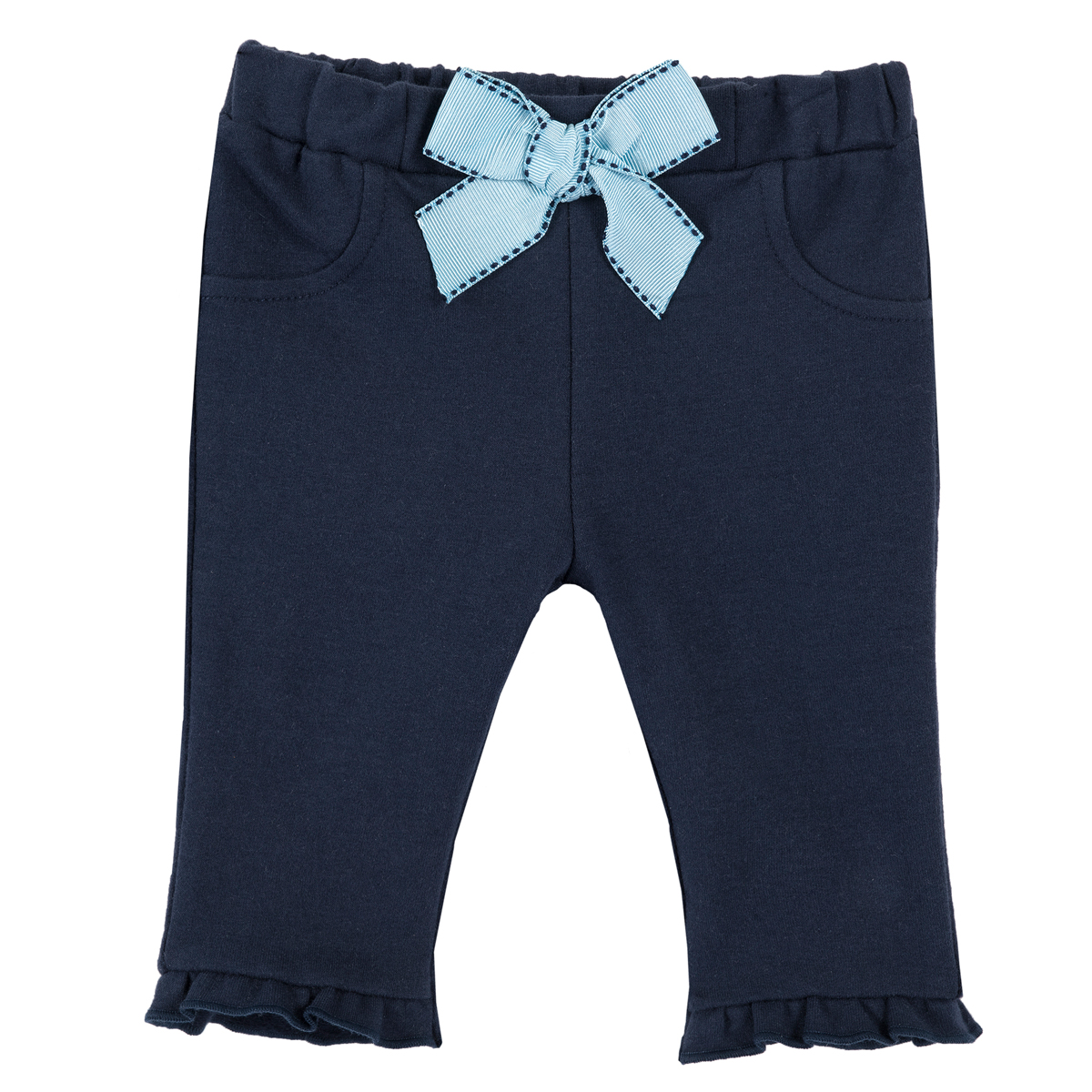 Pantaloni lungi copii chicco, jerse elastic, fundita turcoaz, 25850