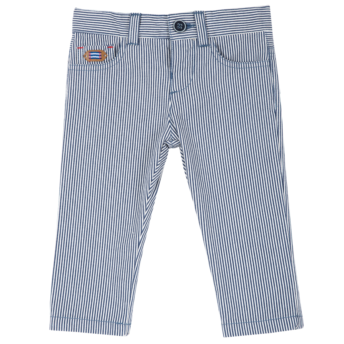 Pantalon copii Chicco, alb cu bleumarin, 08152