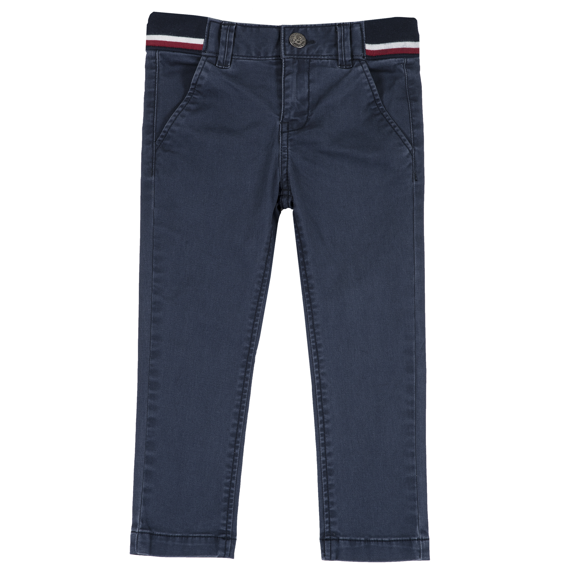 Pantaloni copii Chicco, bleumarin, banda elastica multicolor, 08066
